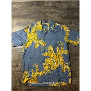 Silk Blue and Yellow Nautica Hawaiian Shirt